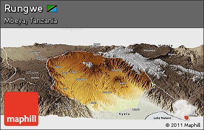 Physical Panoramic Map of Rungwe, semi-desaturated
