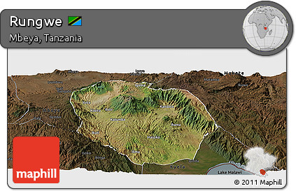 Satellite Panoramic Map of Rungwe, darken