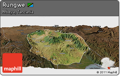 Satellite Panoramic Map of Rungwe, darken