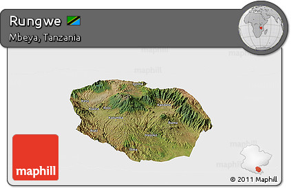 Satellite Panoramic Map of Rungwe, single color outside