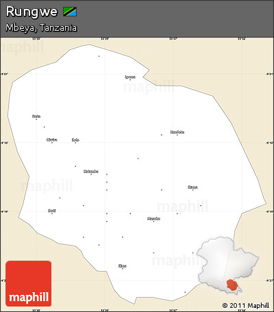 Classic Style Simple Map of Rungwe, single color outside