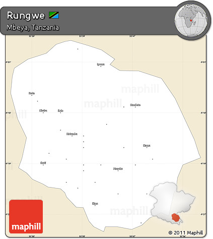 Classic Style Simple Map of Rungwe, single color outside
