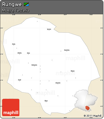 Classic Style Simple Map of Rungwe, single color outside