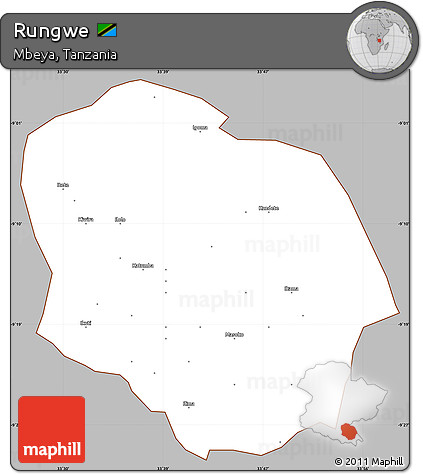 Gray Simple Map of Rungwe, cropped outside