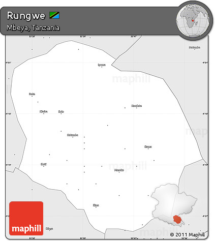 Silver Style Simple Map of Rungwe
