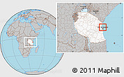 Gray Location Map of Zansibar West, highlighted country, within the entire country