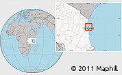Gray Location Map of Zansibar West, highlighted country, highlighted parent region