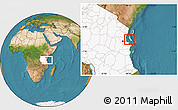 Satellite Location Map of Zansibar West, highlighted country