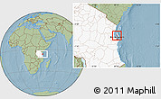 Savanna Style Location Map of Zansibar West, highlighted country, highlighted parent region, hill shading