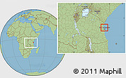 Savanna Style Location Map of Zansibar West, highlighted parent region, within the entire country