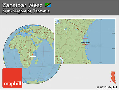 Savanna Style Location Map of Zansibar West, highlighted parent region