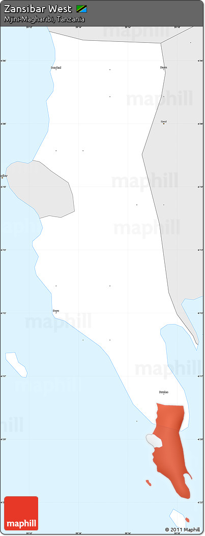 Silver Style Simple Map of Zansibar West