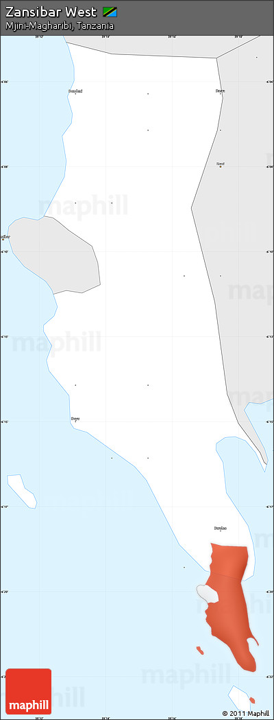 Silver Style Simple Map of Zansibar West