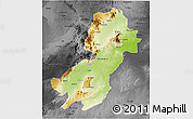 Physical 3D Map of Morogoro, darken, desaturated