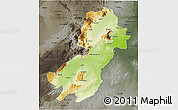 Physical 3D Map of Morogoro, darken, semi-desaturated