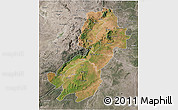 Satellite 3D Map of Morogoro, semi-desaturated