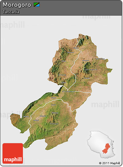 Satellite 3D Map of Morogoro, single color outside