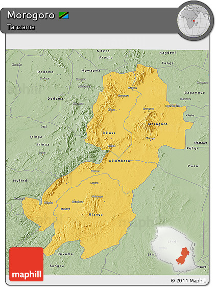 Savanna Style 3D Map of Morogoro