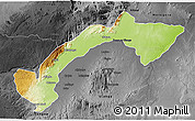 Physical 3D Map of Kilombero, darken, desaturated