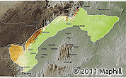 Physical 3D Map of Kilombero, darken, semi-desaturated