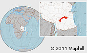Gray Location Map of Kilombero, highlighted country, hill shading