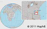 Gray Location Map of Kilombero, highlighted parent region, within the entire country