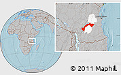 Gray Location Map of Kilombero, highlighted parent region, hill shading