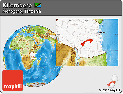 Physical Location Map of Kilombero, highlighted country
