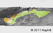Physical Panoramic Map of Kilombero, darken, desaturated