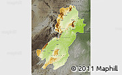 Physical Map of Morogoro, darken, semi-desaturated