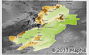 Physical Panoramic Map of Morogoro, darken, desaturated