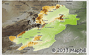 Physical Panoramic Map of Morogoro, darken, semi-desaturated