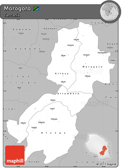 Gray Simple Map of Morogoro