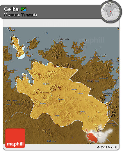 Physical 3D Map of Geita, darken