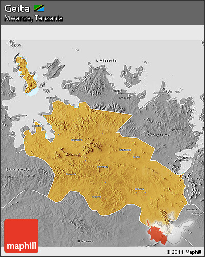 Physical 3D Map of Geita, desaturated