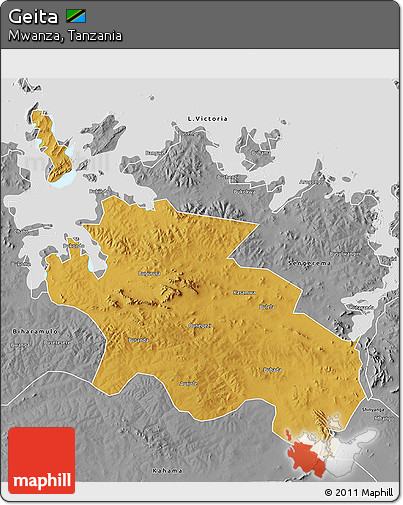 Physical 3D Map of Geita, desaturated