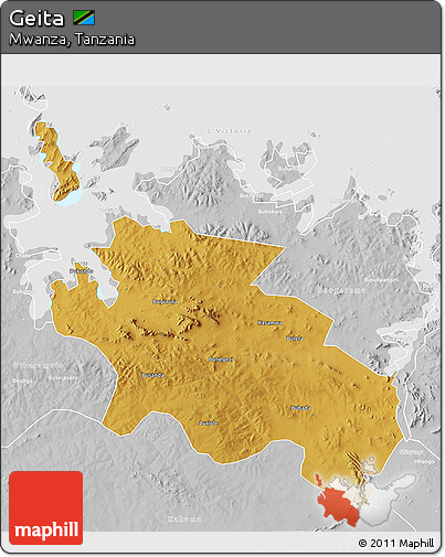 Physical 3D Map of Geita, lighten, desaturated