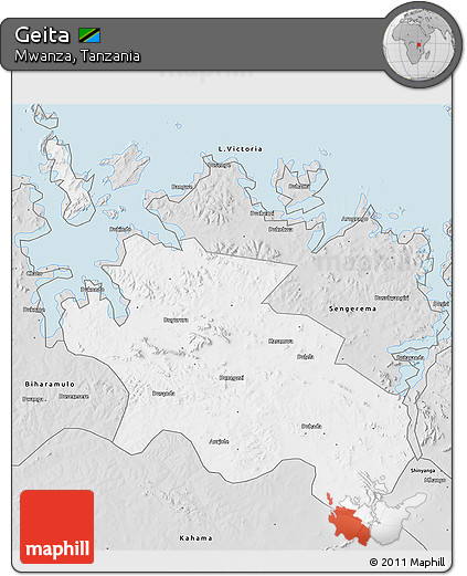 Silver Style 3D Map of Geita