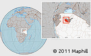 Gray Location Map of Geita, highlighted country, highlighted parent region, hill shading