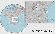 Gray Location Map of Geita, highlighted parent region, within the entire country, hill shading