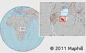 Gray Location Map of Geita, highlighted parent region, hill shading
