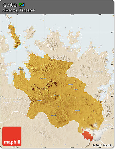 Physical Map of Geita, lighten