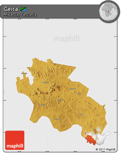 Physical Map of Geita, single color outside