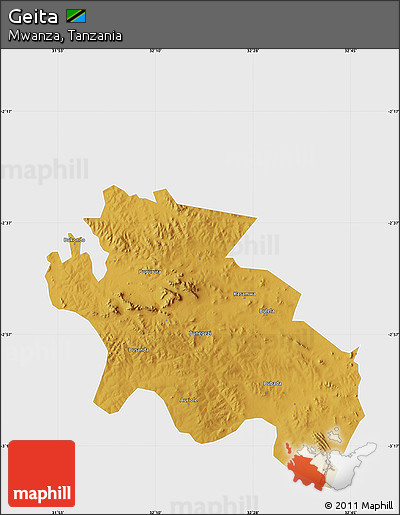 Physical Map of Geita, single color outside