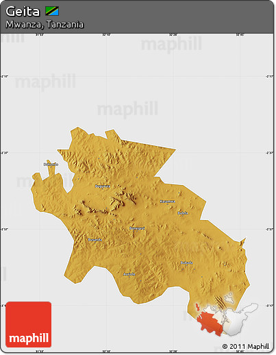 Physical Map of Geita, single color outside
