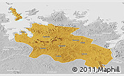Physical Panoramic Map of Geita, lighten, desaturated