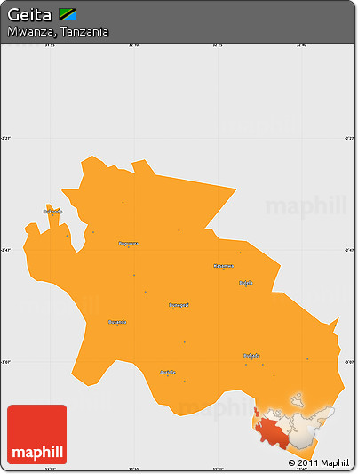 Political Simple Map of Geita, single color outside