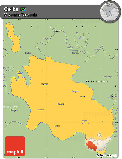 Savanna Style Simple Map of Geita