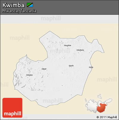 Classic Style 3D Map of Kwimba, single color outside