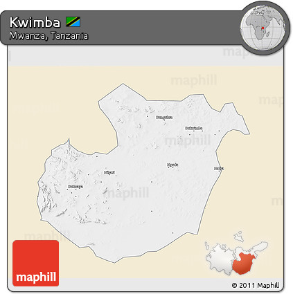 Classic Style 3D Map of Kwimba, single color outside